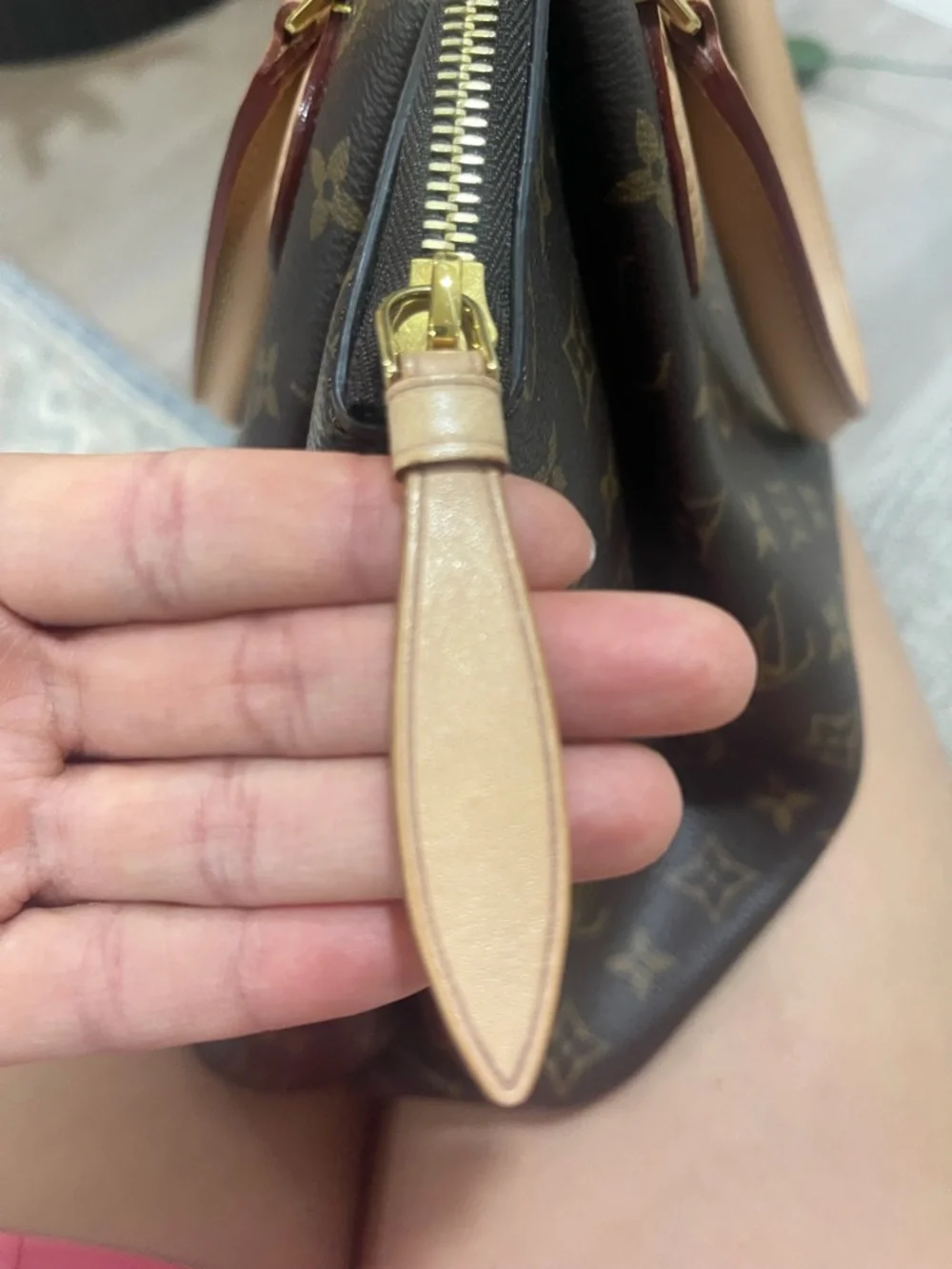 Louis Vuitton Brown Monogram Canvas Satchel with Natural Leather Handles - Picture 9 of 12